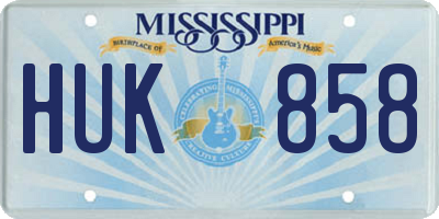 MS license plate HUK858