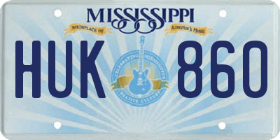 MS license plate HUK860
