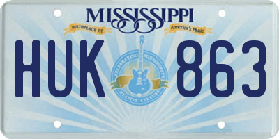MS license plate HUK863