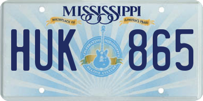 MS license plate HUK865