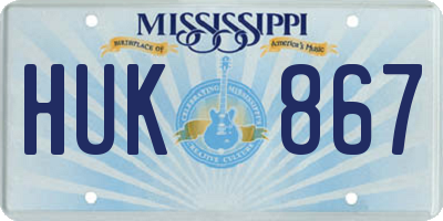 MS license plate HUK867