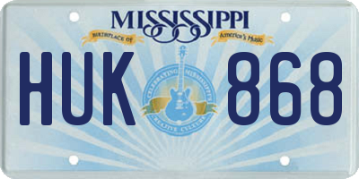 MS license plate HUK868