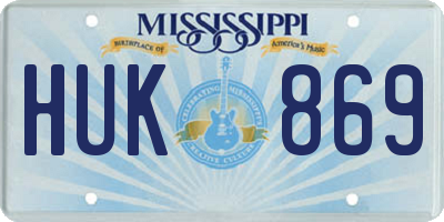 MS license plate HUK869