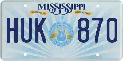 MS license plate HUK870