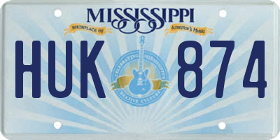 MS license plate HUK874