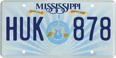 MS license plate HUK878