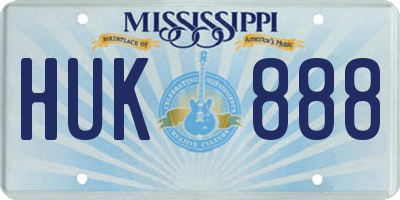 MS license plate HUK888