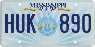MS license plate HUK890