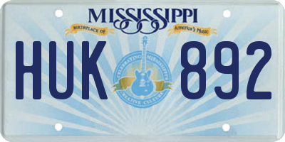 MS license plate HUK892