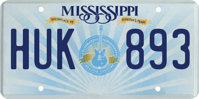 MS license plate HUK893