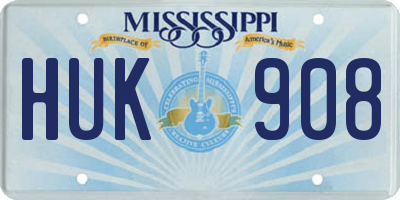 MS license plate HUK908