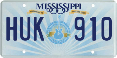 MS license plate HUK910