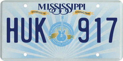 MS license plate HUK917