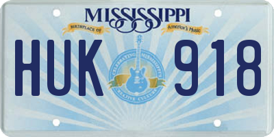 MS license plate HUK918