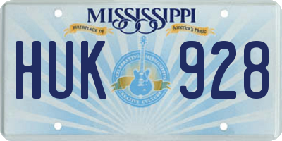 MS license plate HUK928