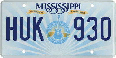 MS license plate HUK930