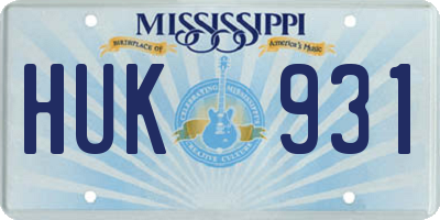 MS license plate HUK931