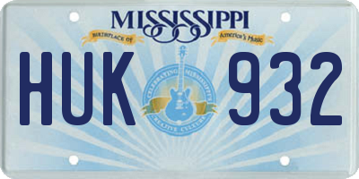 MS license plate HUK932
