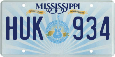 MS license plate HUK934