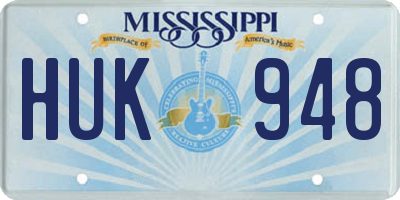 MS license plate HUK948