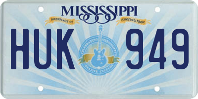 MS license plate HUK949