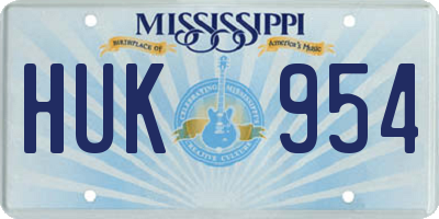 MS license plate HUK954
