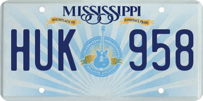 MS license plate HUK958