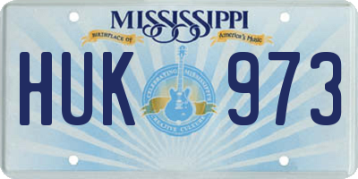 MS license plate HUK973