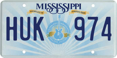MS license plate HUK974