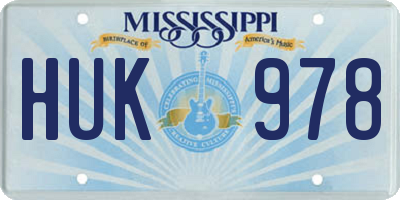 MS license plate HUK978