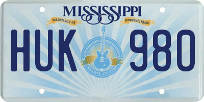 MS license plate HUK980