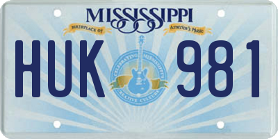 MS license plate HUK981