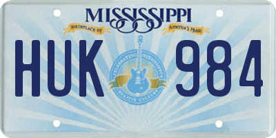MS license plate HUK984