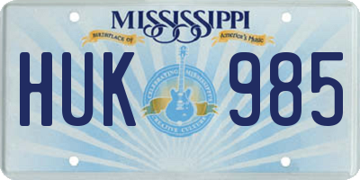 MS license plate HUK985