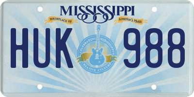 MS license plate HUK988