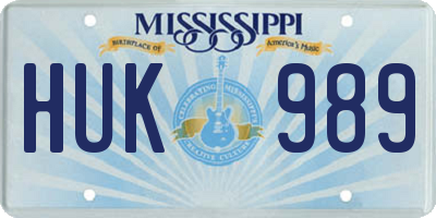 MS license plate HUK989