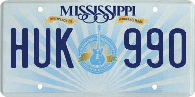 MS license plate HUK990