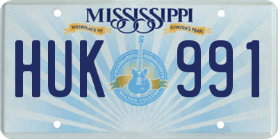 MS license plate HUK991