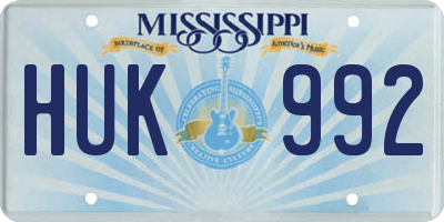 MS license plate HUK992
