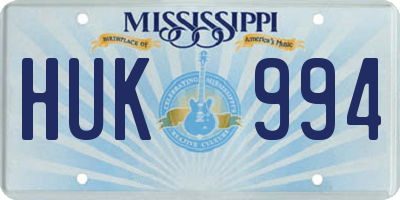 MS license plate HUK994