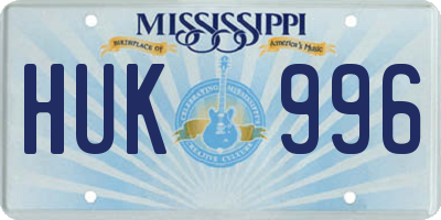 MS license plate HUK996