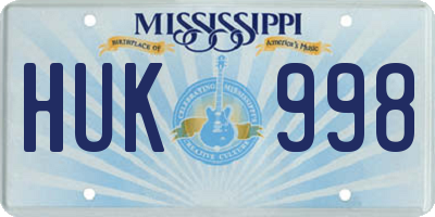 MS license plate HUK998
