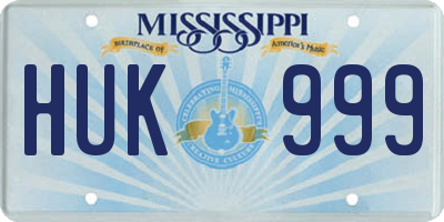 MS license plate HUK999