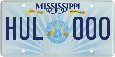 MS license plate HUL000