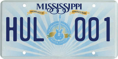MS license plate HUL001