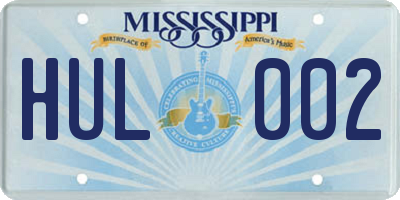 MS license plate HUL002