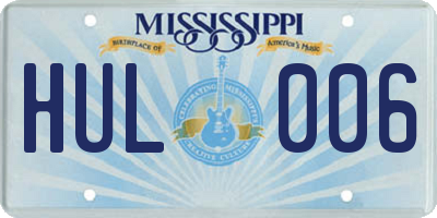 MS license plate HUL006