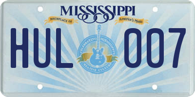 MS license plate HUL007