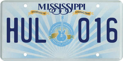 MS license plate HUL016