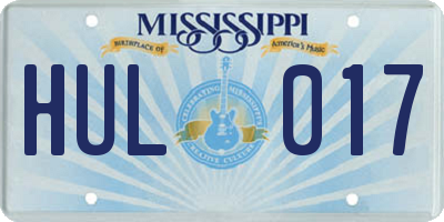 MS license plate HUL017